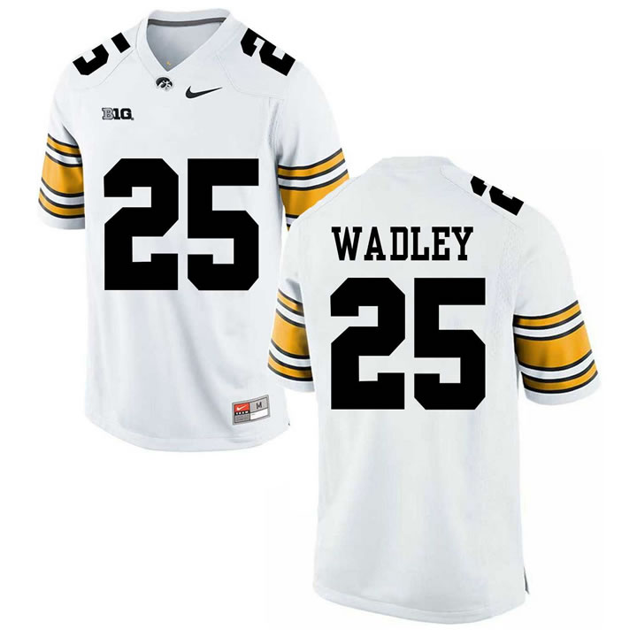 Iowa Hawkeyes #25 Akrum Wadley White College Football Jersey